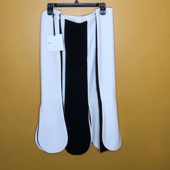 Victoria Beckham Black & White Scalloped Plus Size Skirt New 22W - Picture 2 of 2